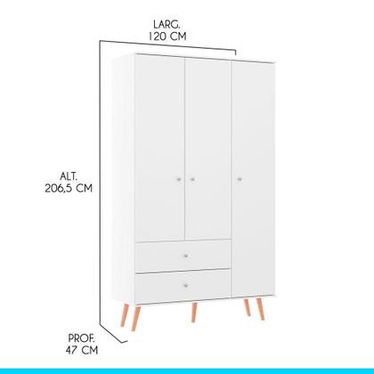 Imagem de Kit Quarto Guarda-roupa Cômoda Mesa De Cabeceira Menu Móveis Branco