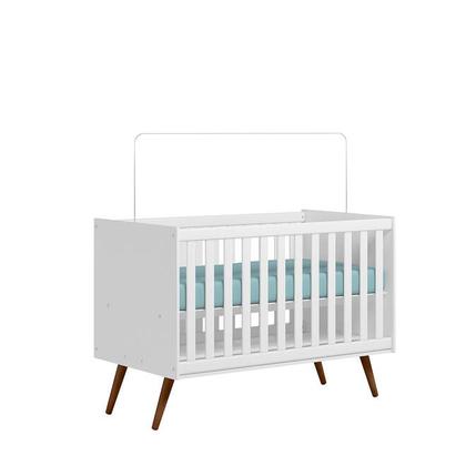 Imagem de Kit Quarto Infantil Bebê Para Gemêos Com 2 Berço E Cômoda Plus Leartam Branco Acetinado