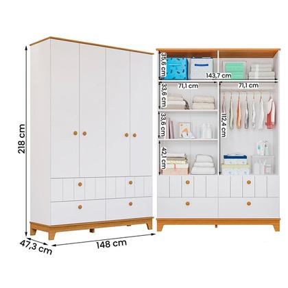 Imagem de Kit Quarto Infantil Biscoito com Berço Cômoda Roupeiro