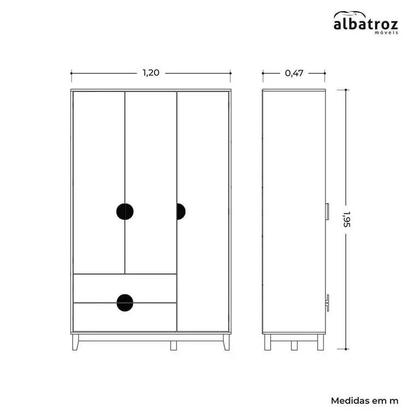 Imagem de Kit Quarto Infantil Ipe Guarda Roupa 3 Portas 2 Gavetas Comoda 1 Porta 4 Gavetas Cinamomo/Salvia