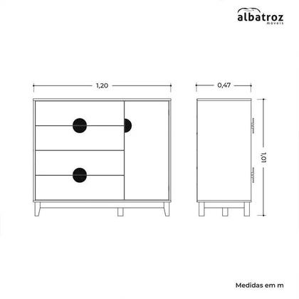 Imagem de Kit Quarto Infantil Ipe Guarda Roupa 3 Portas 2 Gavetas Comoda 1 Porta 4 Gavetas Cinamomo/Salvia