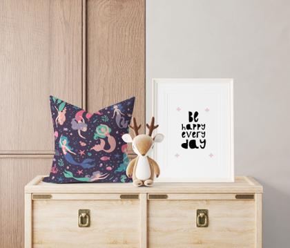 Imagem de Kit Quarto Infantil Sereia e Escamas Rosa - 3 Itens