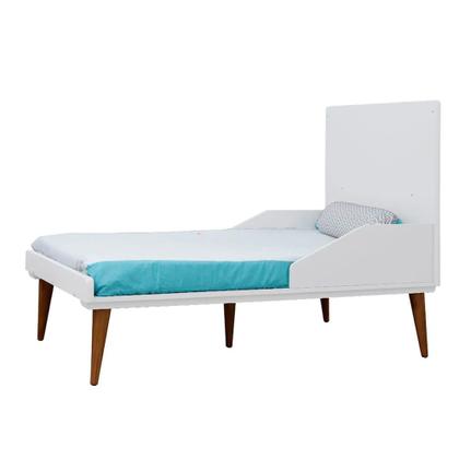 Imagem de Kit Quarto Infantil Theo com Pés Retrô Mel - Berço + Cômoda 6 Gavetas - Branco Fosco