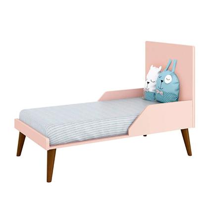 Imagem de Kit Quarto Infantil Theo com Pés Retrô Mel - Berço + Guarda-Roupa 3 Portas + Cômoda 3 Gavetas e 1 Porta - Rosa