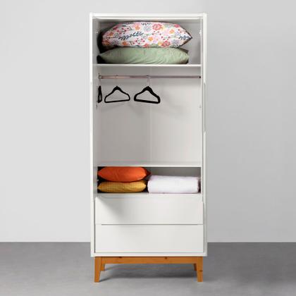 Imagem de Kit Quarto Infantil Theo com Pés Square - Berço + Cômoda 3 Gavetas + Guarda-Roupa - Branco Fosco