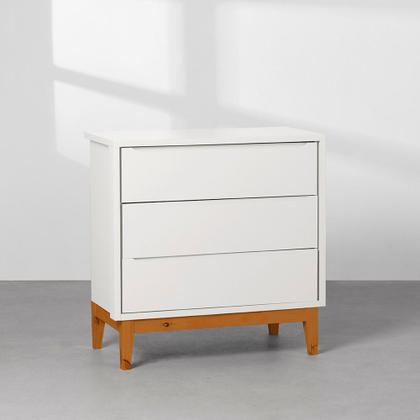 Imagem de Kit Quarto Infantil Theo com Pés Square - Berço + Cômoda 3 Gavetas + Guarda-Roupa - Branco Fosco