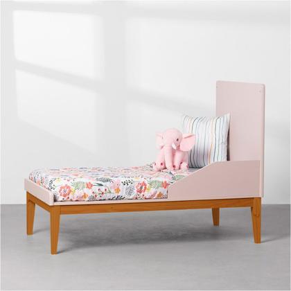 Imagem de Kit Quarto Infantil Theo com Pés Square Mel - Berço + Cômoda 3 Gavetas e 1 Porta + Guarda-Roupa 3 Portas - Rosa