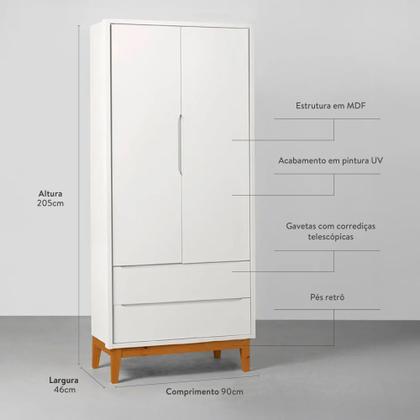 Imagem de Kit Quarto Infantil Theo com Pés Square Mel - Berço + Cômoda 6 Gavetas + Guarda-Roupa 2 Portas + Poltrona e Puff Capri - Branco Fosco