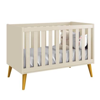 Imagem de Kit Quarto Infantil Theo Retrô Areia  Cômoda 3 Gavetas + Guarda-Roupa 2 Portas + Berço