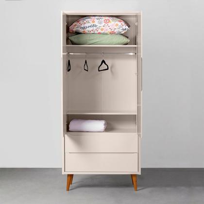 Imagem de Kit Quarto Infantil Theo Retrô Areia  Cômoda 3 Gavetas + Guarda-Roupa 2 Portas + Berço