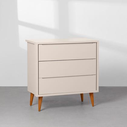 Imagem de Kit Quarto Infantil Theo Retrô Areia  Cômoda 3 Gavetas + Guarda-Roupa 2 Portas + Berço