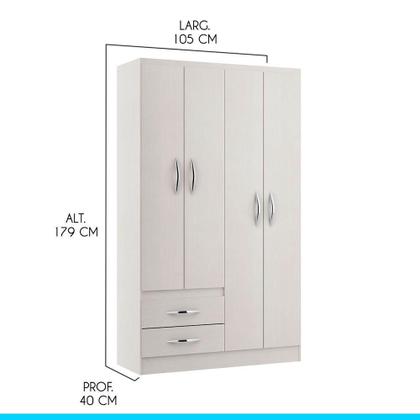 Imagem de Kit Quarto Pequeno Com Guarda-roupa E Cômoda Mdp Menu Móveis Branco
