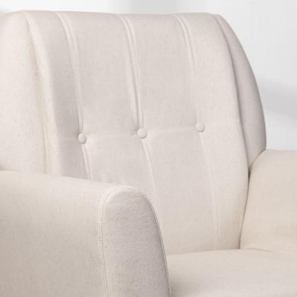 Imagem de Kit Quarto Theo com Pés Retrô Mel - Berço + Cômoda 3 Gavetas e 1 Porta + Poltrona de Amamentação Lola com Puff - Branco