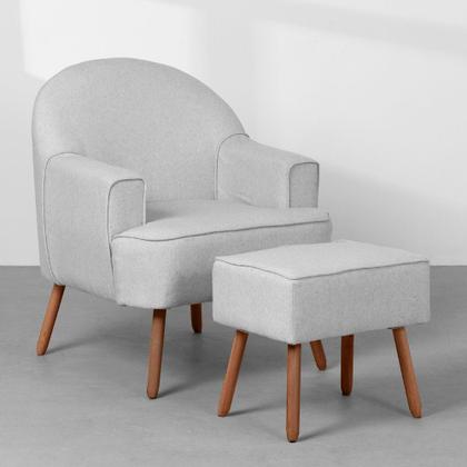 Imagem de Kit Quarto Theo com Pés Retrô Natural - Berço + Cômoda 3 Gavetas e 1 Porta + Guarda-Roupa 3 Portas + Poltrona de Amamentação Capri com Puff - Branco