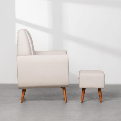 Imagem de Kit Quarto Theo com Pés Retrô Natural - Berço + Cômoda 3 Gavetas e 1 Porta + Guarda-Roupa 3 Portas + Poltrona de Amamentação Lola com Puff - Branco