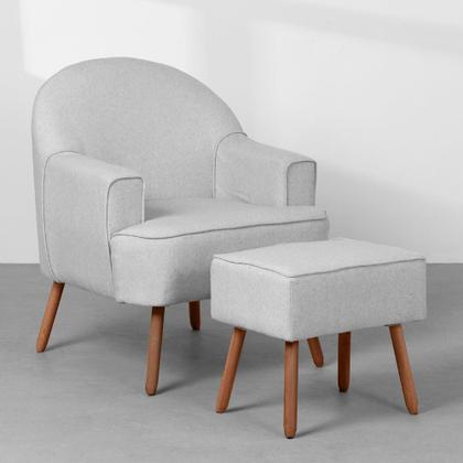 Imagem de Kit Quarto Theo com Pés Square Natural - Berço + Cômoda 3 Gavetas e 1 Porta + Guarda-Roupa 3 Portas + Poltrona de Amamentação Capri com Puff - Branco