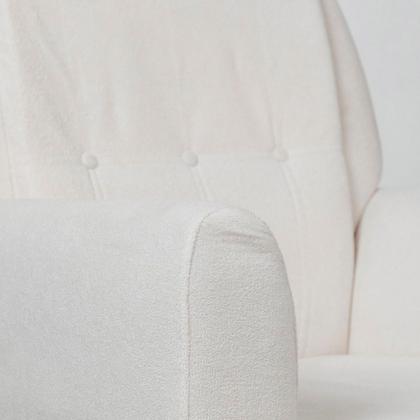 Imagem de Kit Quarto Theo com Pés Square Natural - Berço + Cômoda 3 Gavetas e 1 Porta + Poltrona de Amamentação Lola com Puff - Branco