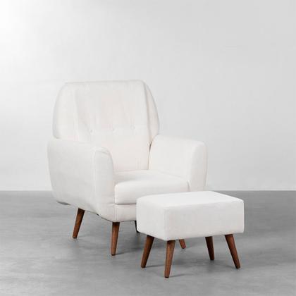 Imagem de Kit Quarto Theo com Pés Square Natural - Berço Mini Cama + Cômoda 3 Gavetas e 1 Porta + Guarda-Roupa + Poltrona de Amamentação Lola com Puff - Branco