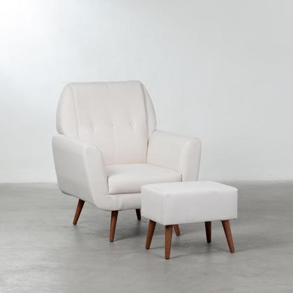 Imagem de Kit Quarto Theo com Pés Square Natural - Berço Mini Cama + Cômoda 3 Gavetas + Poltrona de Amamentação Lola com Puff - Branco