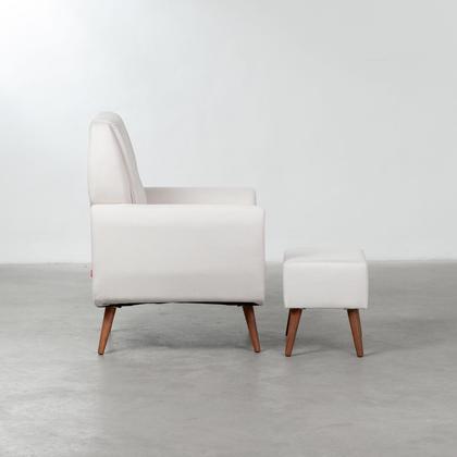 Imagem de Kit Quarto Theo com Pés Square Natural - Berço Mini Cama + Cômoda 3 Gavetas + Poltrona de Amamentação Lola com Puff - Branco