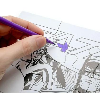 Imagem de Kit Quebra Cabeça Batman Para Colorir Com Canetinha Leo&Leo