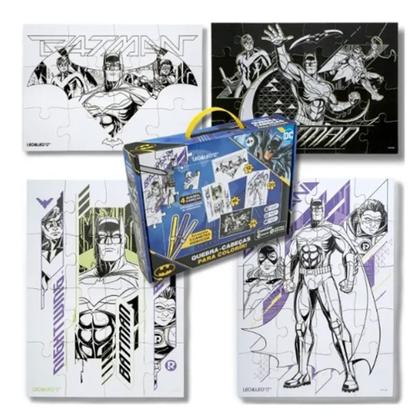 Imagem de Kit Quebra Cabeça Batman Para Colorir Com Canetinha Leo&Leo