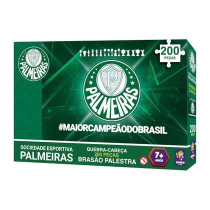 Imagem de Kit QuebraCabeça Palmeiras 200 Peças Mimo Toys Bola Oficial Nº 5 Pro Gold Futebol e Magia