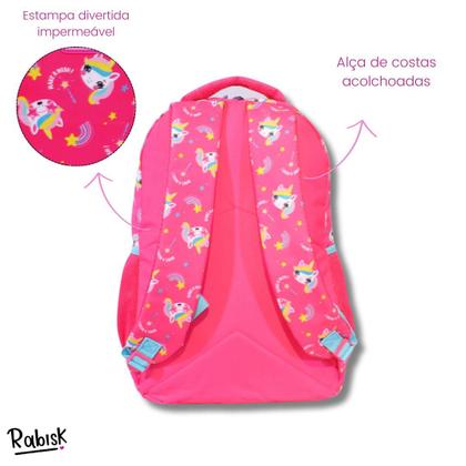 Imagem de Kit Rabisk Unicórnio Mochila de Costas + Estojo Box Rosa