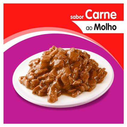 Imagem de Kit Ração Úmida Whiskas Sachê Carne ao Molho para Gatos Adultos - 40 Unidades