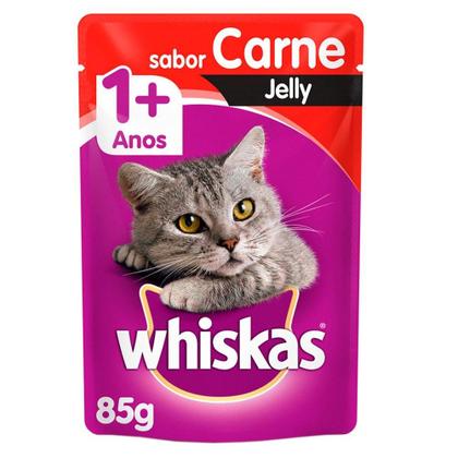 Imagem de Kit Ração Úmida Whiskas Sachê Carne Jelly para Gatos Adultos - 40 Unidades