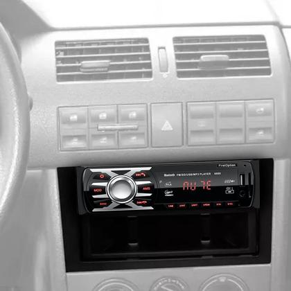 Imagem de Kit Rádio Automotivo Som Bluetooth MP3 Player + Moldura Painel 1Din Gol Parati Saveiro First Option