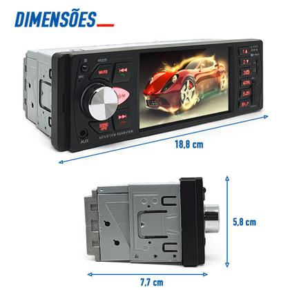 Imagem de Kit Rádio C/ Tela 1 Din + Câmera Ré + Sensor 8 Pontos Prata Hyundai I30 2009 2010 2011 2012 2013 USB Bluetooth