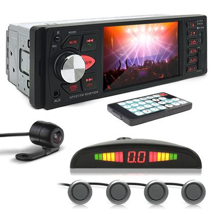 Imagem de Kit Rádio C/ Tela + Câmera Ré + Sensor Ré Cinza Grafite Honda HRV HR-V 2015 2016 USB Bluetooth