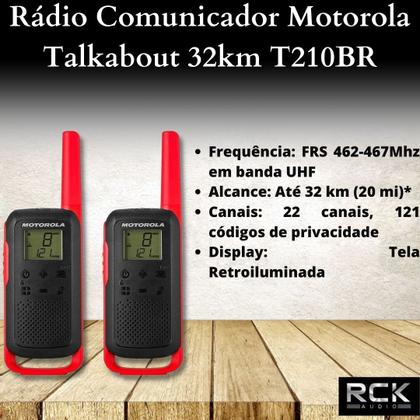 Imagem de Kit Rádio Comunicador Motorola Talkabout 32km T210BR + Fone
