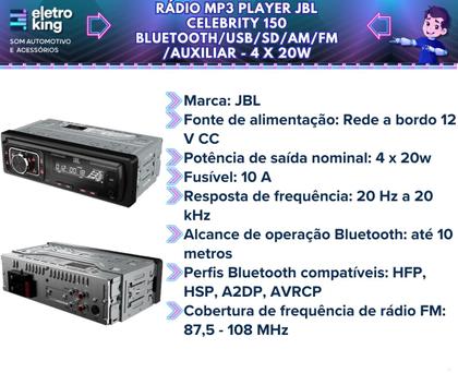 Imagem de Kit Radio Jbl Celebrity 150w C/ Alto Falante Bravox B3x60x