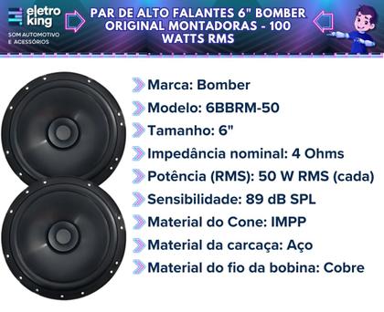 Imagem de Kit Radio Jbl Som Automotivo + 4x Alto Falante Bomber 6 Pol