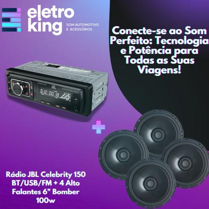 Imagem de Kit Radio Jbl Som Automotivo + 4x Alto Falante Bomber 6 Pol