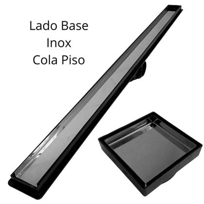 Imagem de Kit Ralo Linear Banheiro 5x60 + Ralo 10x10 Inox Oculto Preto Box Lavabo Dentro e Fora