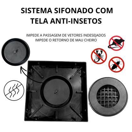 Imagem de Kit Ralo Linear Banheiro 5x60 + Ralo 10x10 Inox Oculto Preto Box Lavabo Dentro e Fora