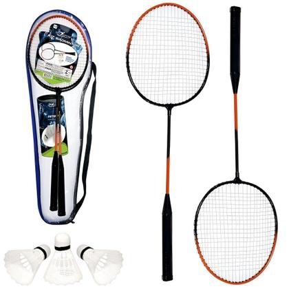 Imagem de Kit Raquete de Badminton c/ 3 petecas Laranja - Art Sport