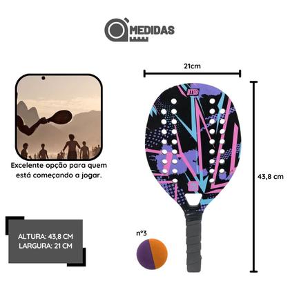 Imagem de Kit Raquete e Bolinha Beach Tennis BT100 Lilás - Bel Fix