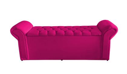 Imagem de Kit Realeza Cabeceira De Cama Box e Calçadeira Baú Queen 160 Cm Suede Rosa Pink Eli Móveis