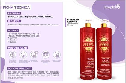 Imagem de Kit Realinhamento Termico a base de Queratina Brazilian Keratin 2x1 Lt - Souple Liss