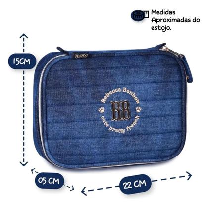 Imagem de Kit Rebecca Bonbon Mochila Rodinhas Lancheira Estojo Jeans