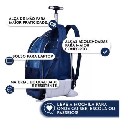 Imagem de Kit Rebecca Bonbon Mochila Rodinhas Lancheira Estojo Jeans