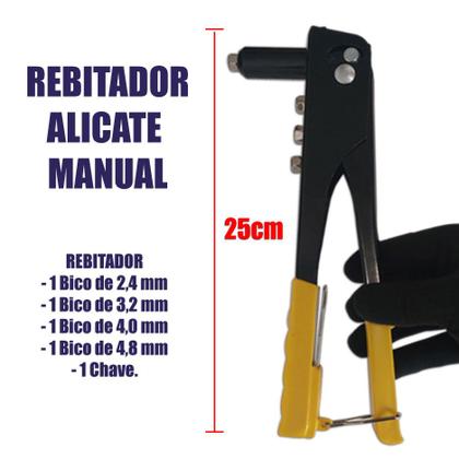 Imagem de Kit Rebitador + 400 Rebites + Estojo Dupla tampa + Brocas