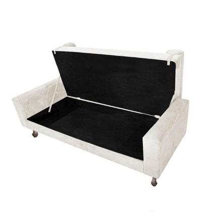 Imagem de Kit Recamier Sofá Calçadeira Divã Félix 195 cm e Cabeceira Estofada Lady 195 cm Para Cama Box King Size Sintético Bege - AM Decor