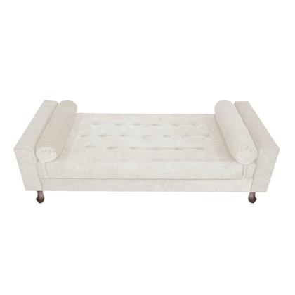 Imagem de Kit Recamier Sofá Calçadeira Divã Félix 195 cm e Cabeceira Estofada Lady 195 cm Para Cama Box King Size Sintético Bege - AM Decor