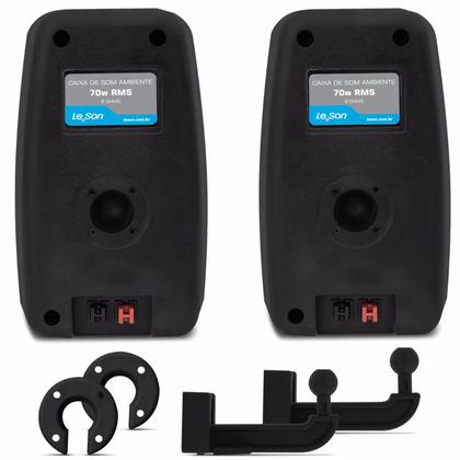 Imagem de Kit receiver Slim 1002bt Leson+6 Caixa Som Parede Preta Leson