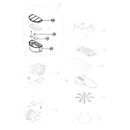 Imagem de Kit Recipiente Reservatório com Tampa Compatível com Robô Aspirador Multilaser Multi Home Mars HO400